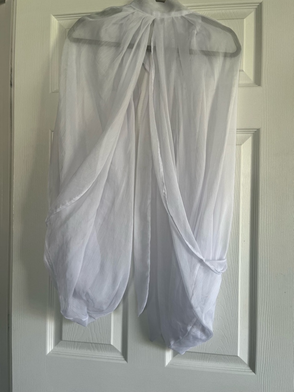 Sheer White Draped Chiffon Capelet